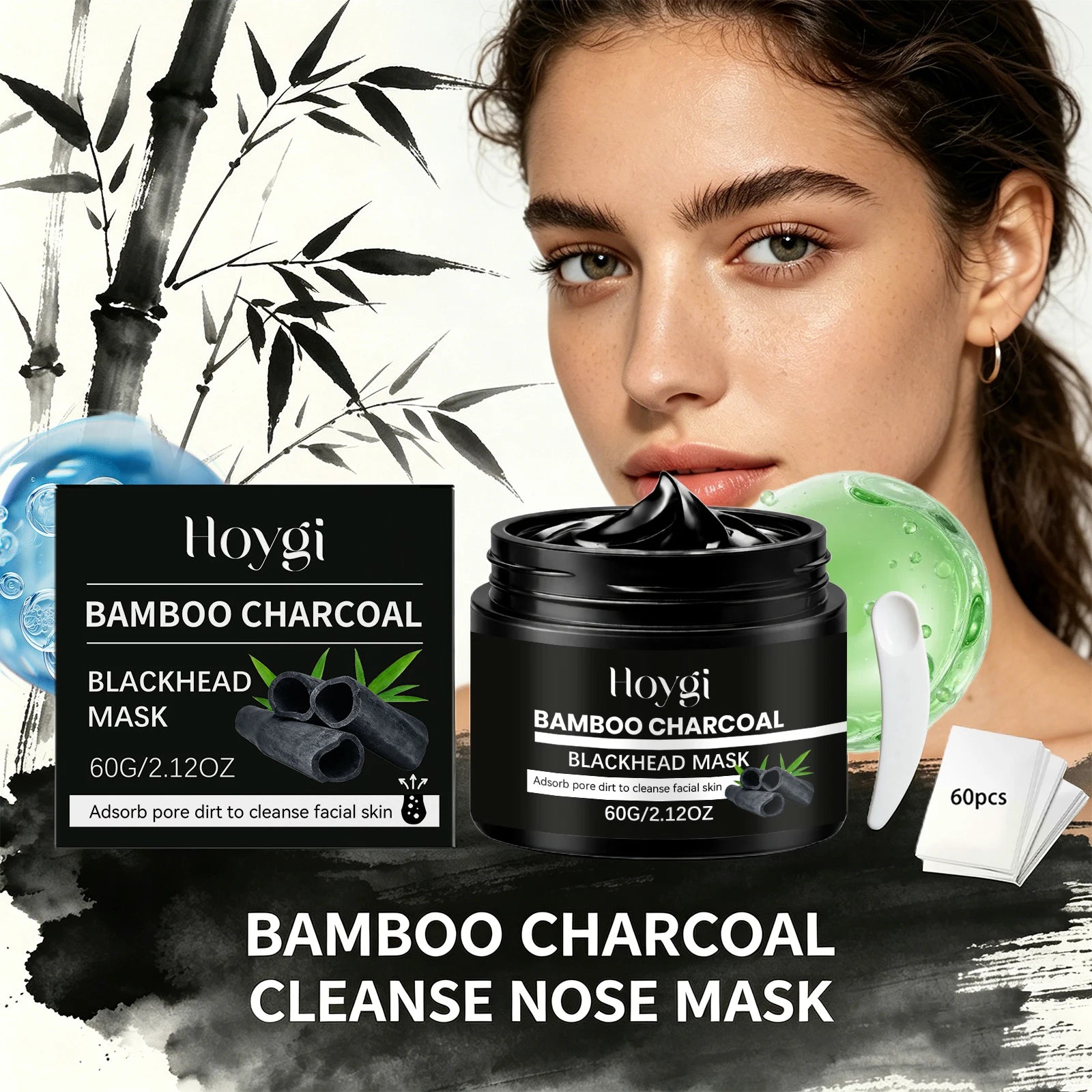 Bamboo Charcoal Blackhead Remover Mask Deep Cleansing Peel off Mask for Nose & Face Gently Removes Blackheads Smooth Skin Care Peaceful Pleasures Health and Wellness
