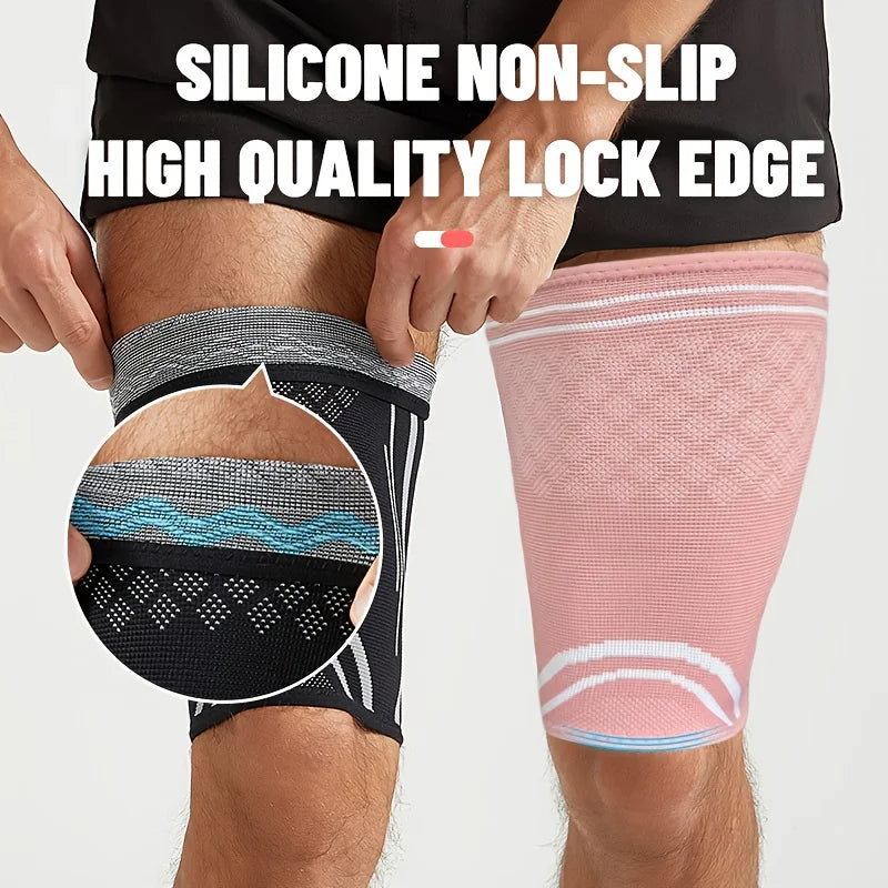 1Pc Elastic Thigh Compression Sleeve,Featuring a Knitted Non-Slip Upper Leg Design,Equipped with Double Silicone Non-Slip Strips Peaceful Pleasures Health and Wellness