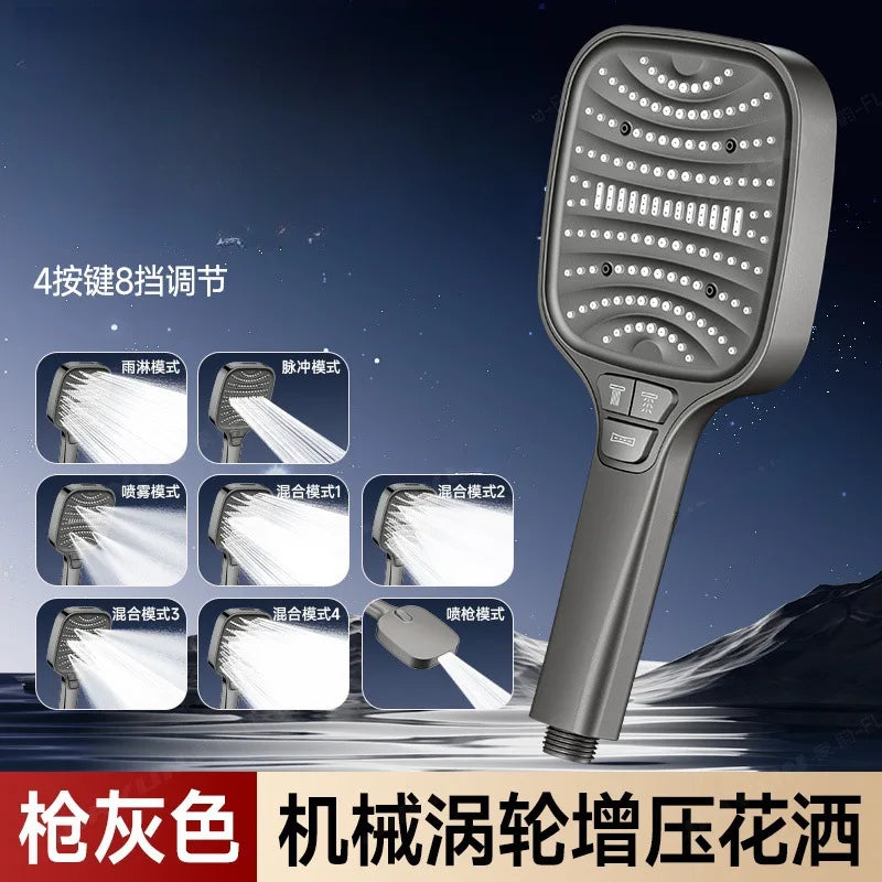 8-Mode High-Pressure Water-Saving Handheld Shower Head