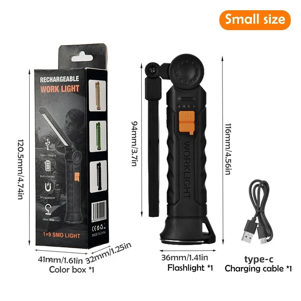 KDULIT Rechargeable COB LED Work Light – Magnet & Hook