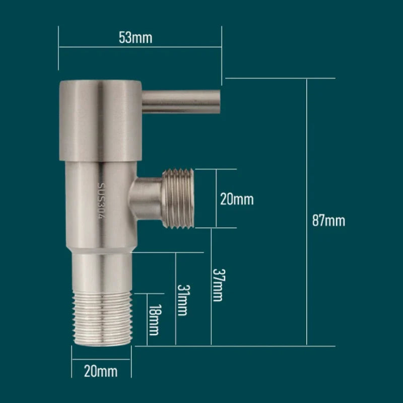 SUS304 Brushed Stainless Angle Valve G1/2" Hot & Cold Shut-Off