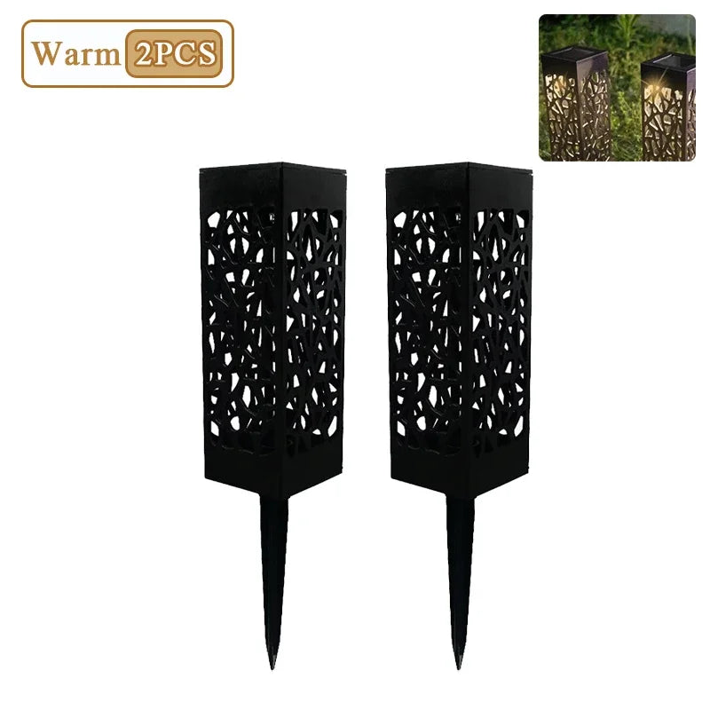 Solar Garden Pathway Lights – Waterproof LED Hollow Pattern (1–8 Pack)