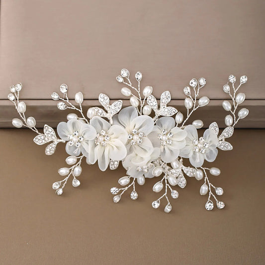 Flower Hairpin Hair Clip Decorative White Bloomy Flower Rhinstones Headpiece for Women Girls Hair Accessories Peaceful Pleasures Health and Wellness