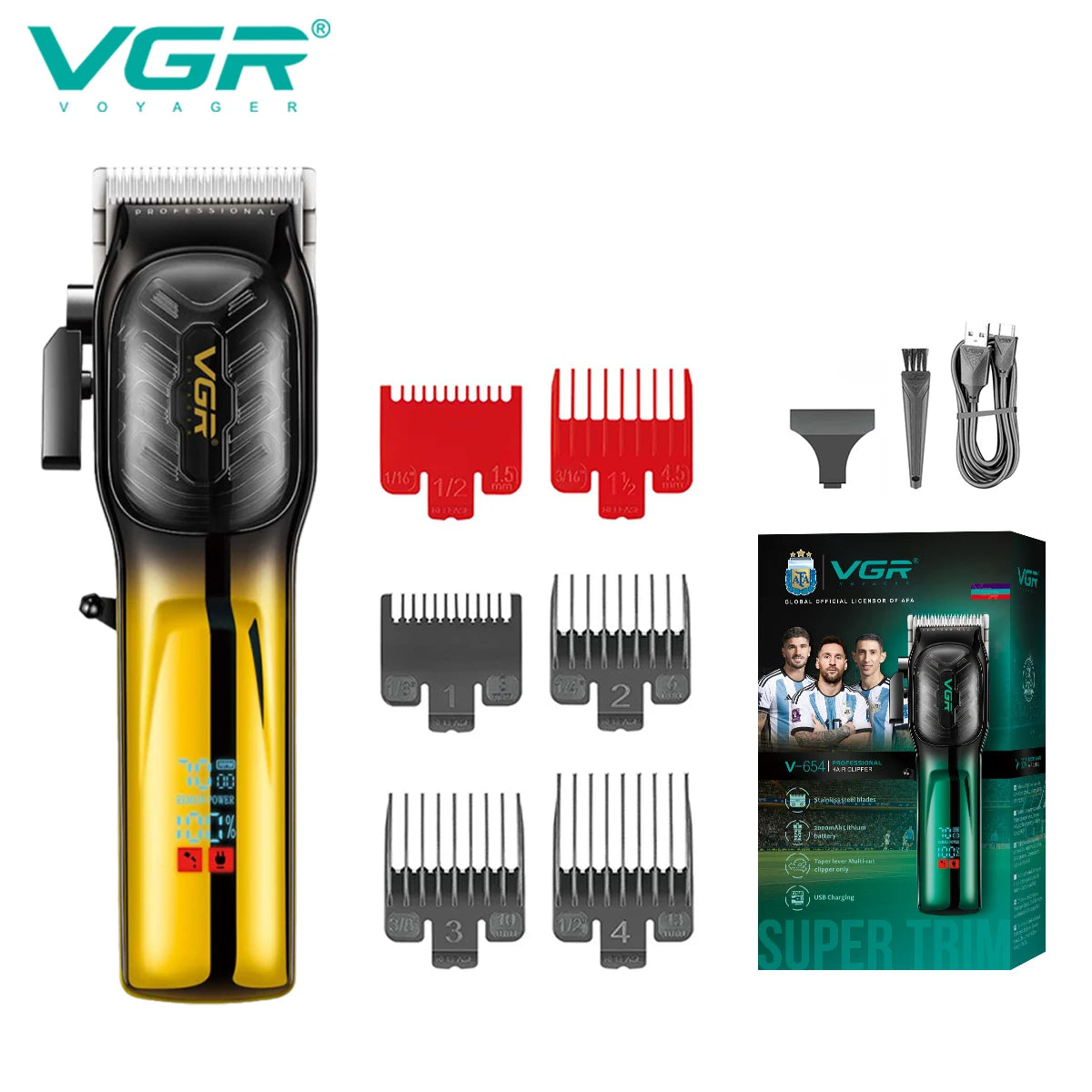 VGR 654 Hair Trimmer Professional USB Hair Clipper Rechargeable Haircut Machine Adjustable Hair Clipper Electric Trimmer for Men Peaceful Pleasures Health and Wellness 654 golden