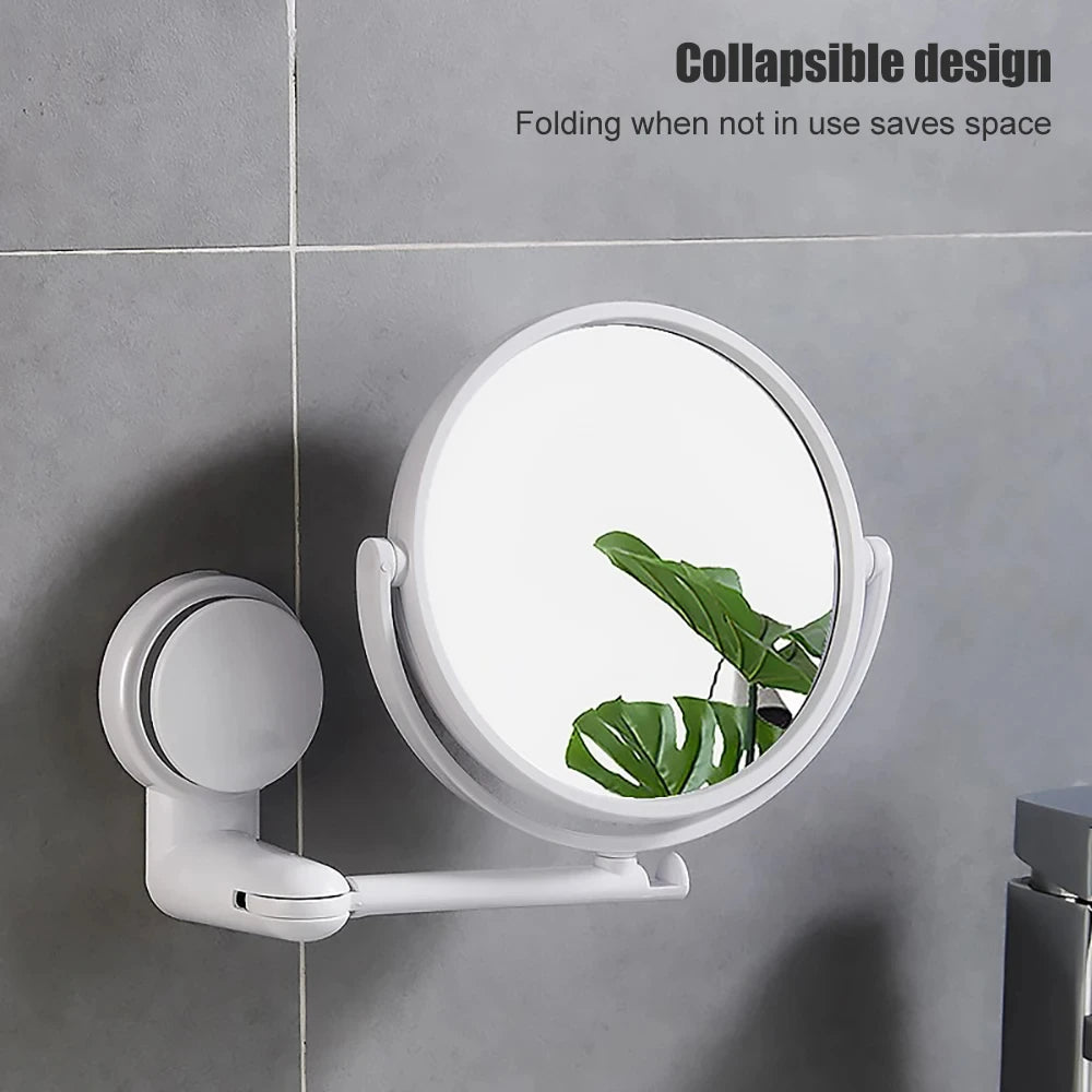 Double-Sided Folding Arm Suction Bathroom Makeup Mirror 6"