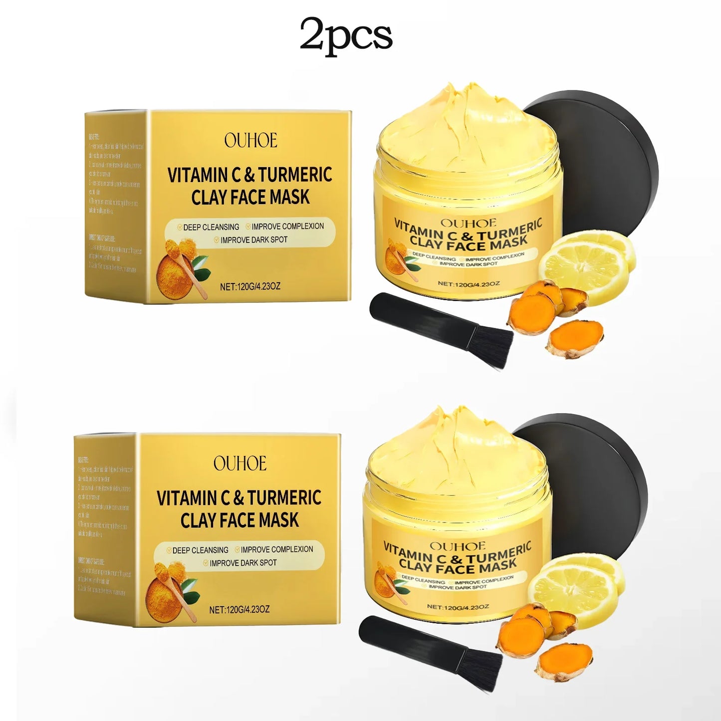 Turmeric Vitamin C Clay Mud Mask – Deep Cleanse & Hydrate