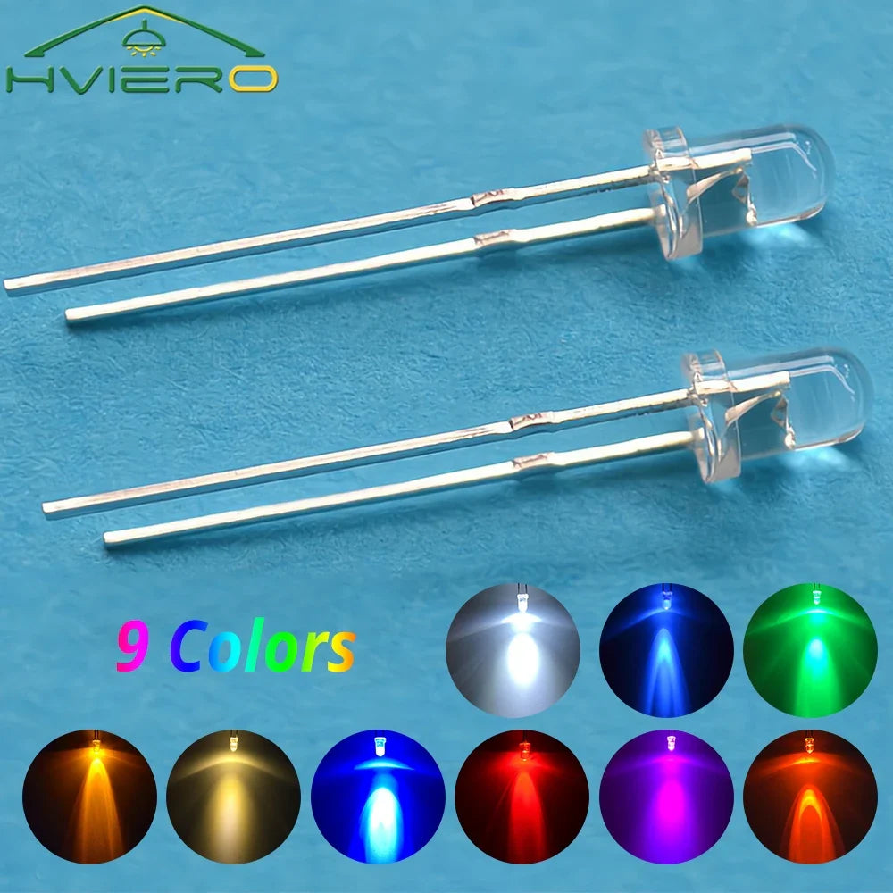 100Pcs 3mm LED Diode Assortment Kit – Ultra Bright Multi-Color
