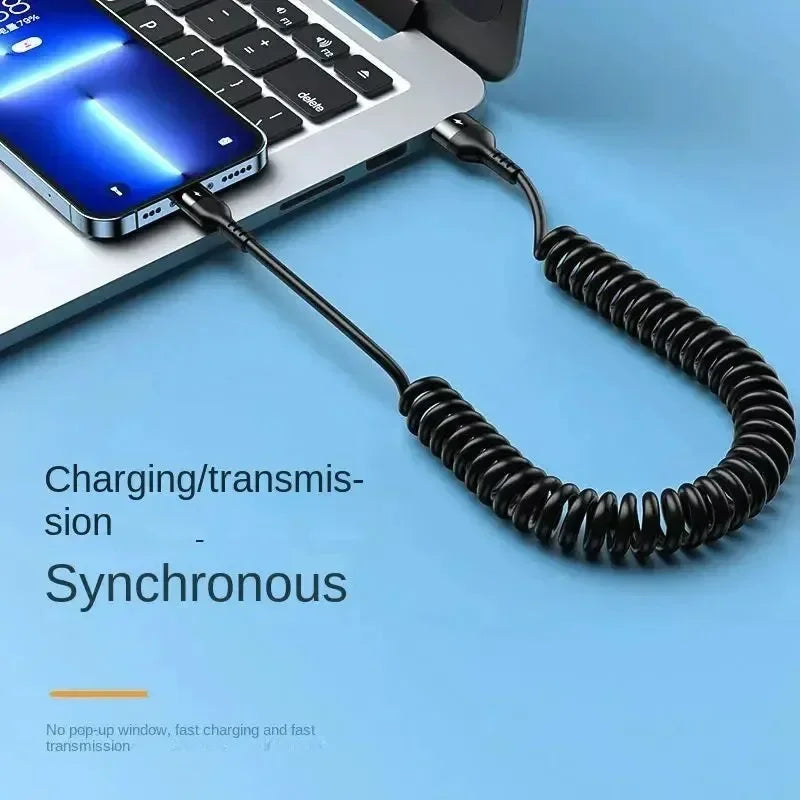 66W 5A Retractable USB-C Fast Charging Cable 1m 1.5m PD Spring