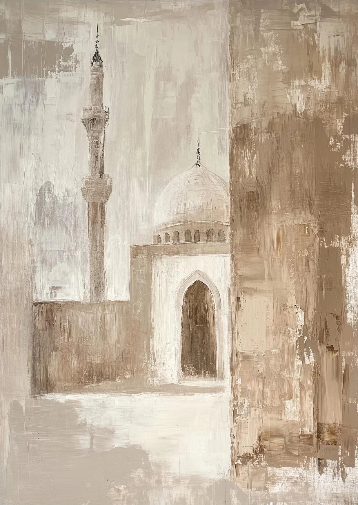 Islamic Mosque Archway Canvas Poster | Minimalist Beige Wall Art Canvas Wall Art Peaceful Pleasures Health and Wellness