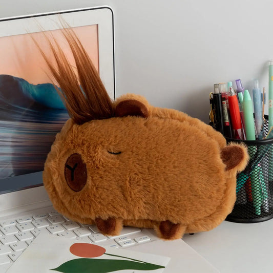 Plush Capybara Pencil Case – Large Capacity Stationery Pouch Plush Pencil Case Oasis Select