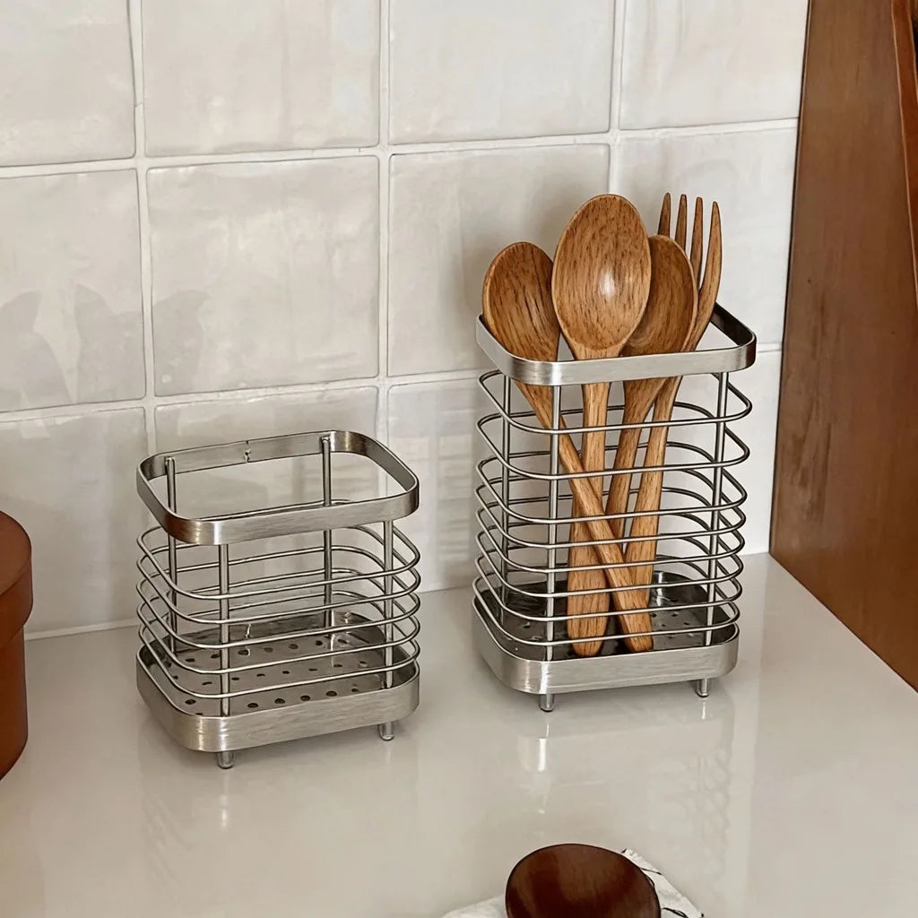 Stainless Steel Utensil Holder & Cutlery Organizer Rack