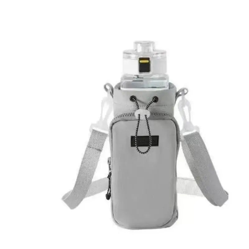 Insulated Water Bottle Carrier Bag with Adjustable Strap Unisex Portable Tear Resistant Water Bottle Pouch for Hiking Peaceful Pleasures Health and Wellness Gray