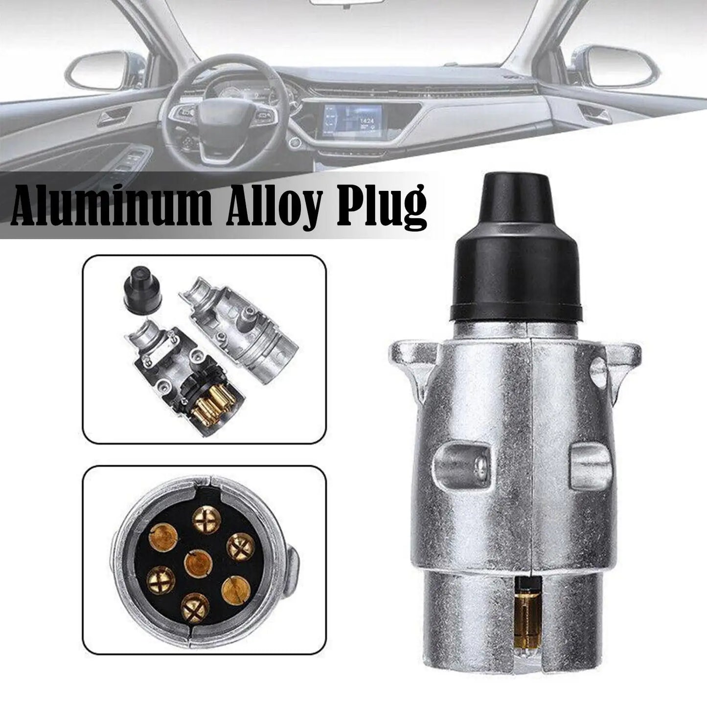 7-pin Trailer Socket Metal Aluminum Alloy 12V Circular Adapter For Trailers Marine Light Connector Truck Caravan Etc Peaceful Pleasures Health and Wellness