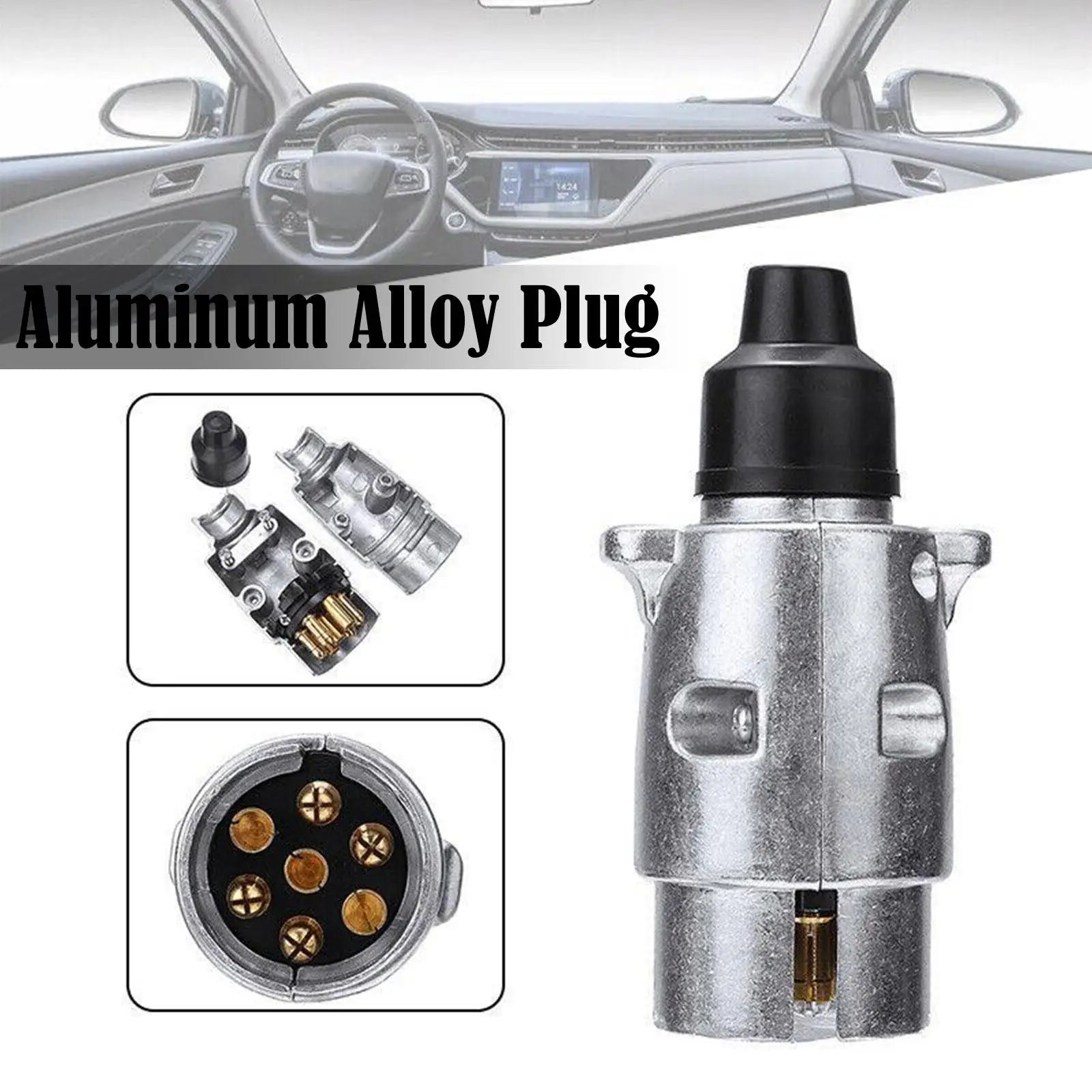 7-pin Trailer Socket Metal Aluminum Alloy 12V Circular Adapter For Trailers Marine Light Connector Truck Caravan Etc Peaceful Pleasures Health and Wellness