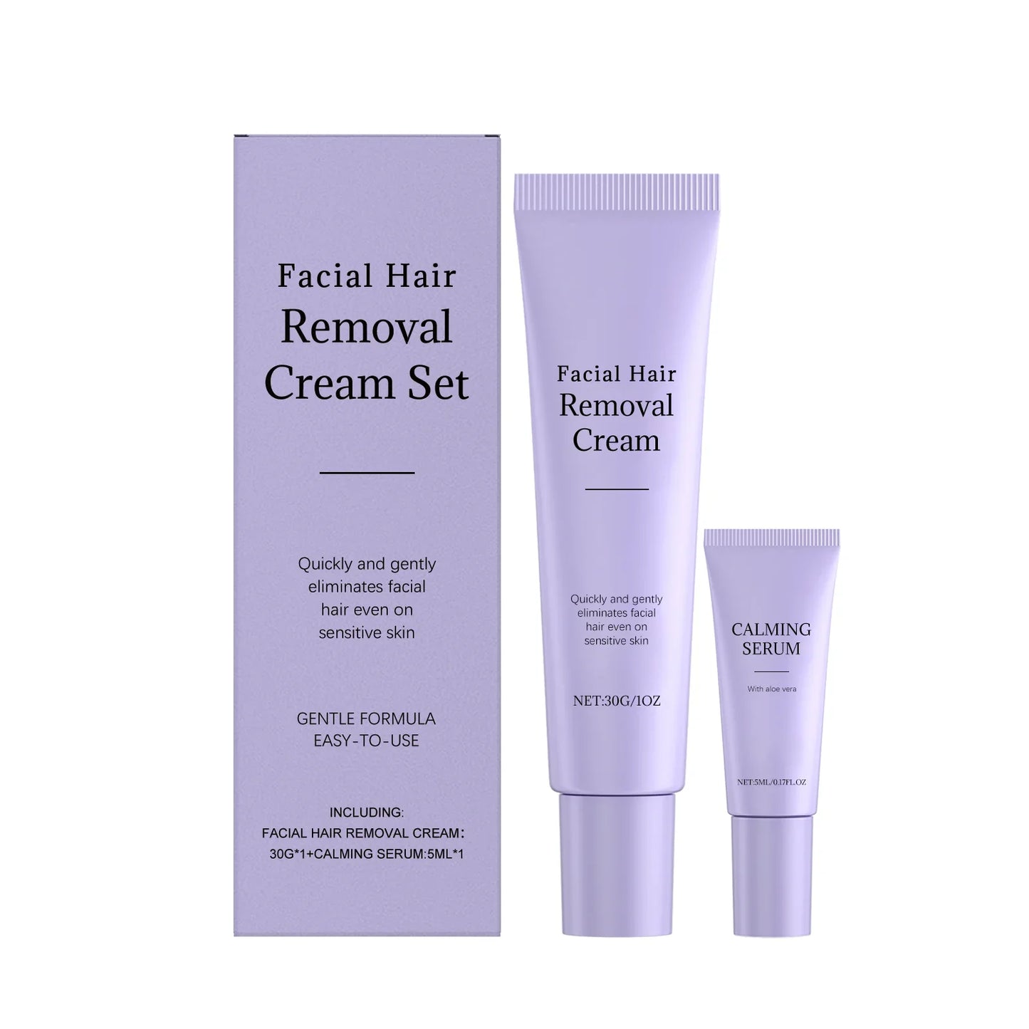 Facial Hair Removal Cream & Calming Serum Kit | Smooth Skin