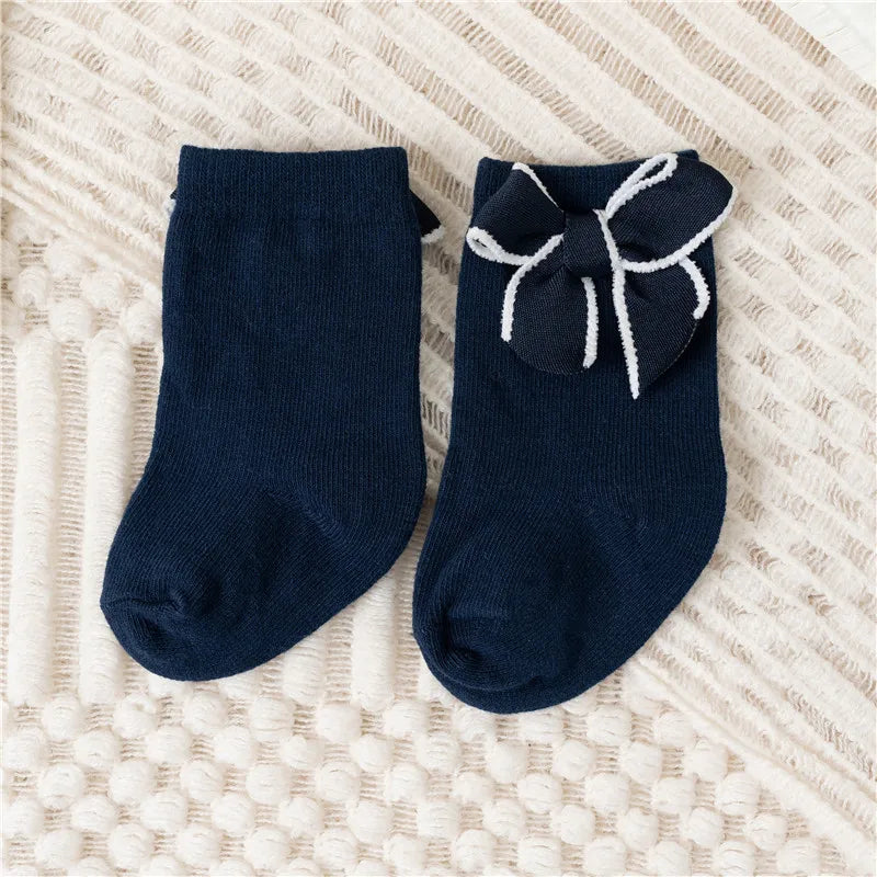Baby Girls Cotton Bow Socks | Princess Style | Ages 0–5