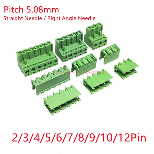 5Pairs 5.08mm Terminal Block 2/3/4/5/6/7/8/9/10/12P Screw Plug-in PCB Terminal Block Open Pin Male/Female Pluggable Connector Peaceful Pleasures Health and Wellness