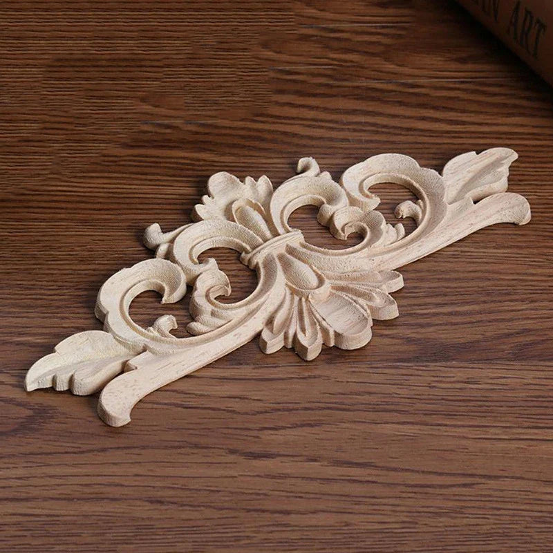 Wood Carved Floral Applique Onlay – Furniture & Door Decor
