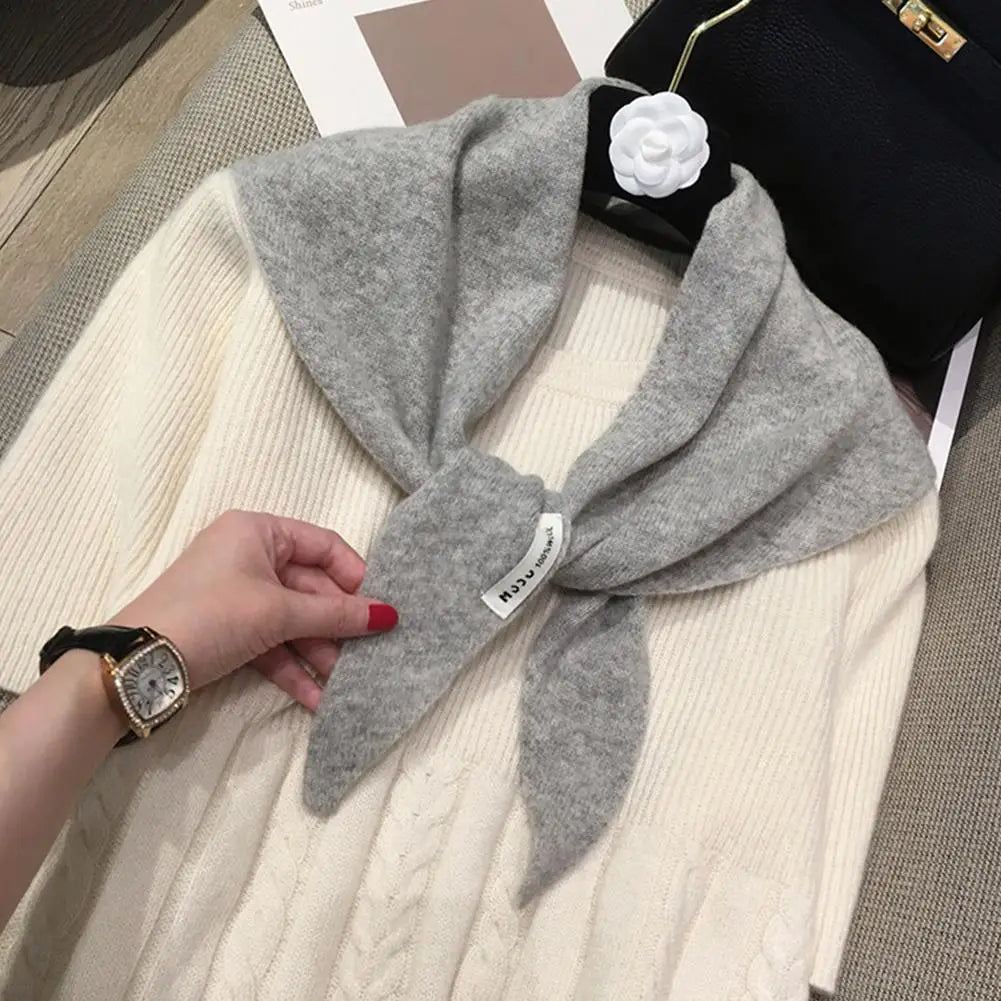 Korean Knit Triangle Scarf – Women's Warm Wool Neck Wrap Shawl Knitted Neck Scarf Peaceful Pleasures Health and Wellness