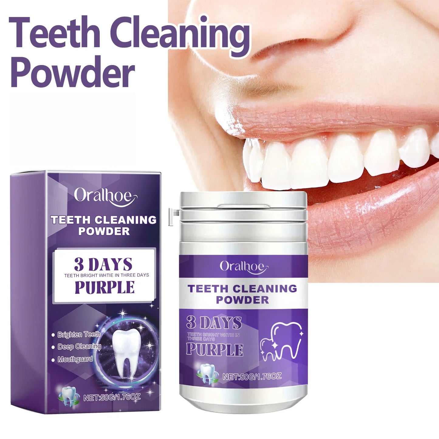 Oralhoe Teeth Whitening Powder – Natural Plant Formula 50g