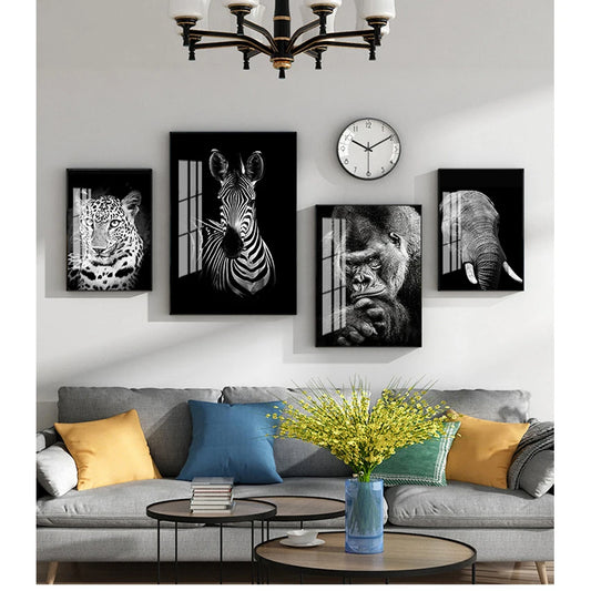 Black & White Animal Canvas Wall Art | Zebra Lion Leopard Canvas Wall Art Peaceful Pleasures Health and Wellness