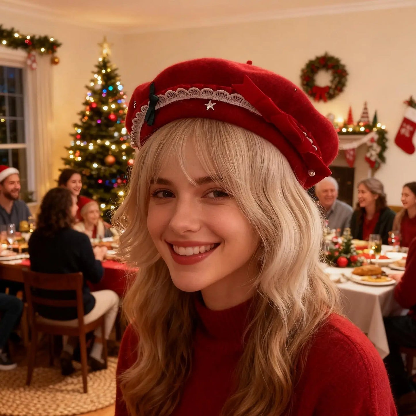 Women's Wool French Beret Hat | Winter Festive Headwear