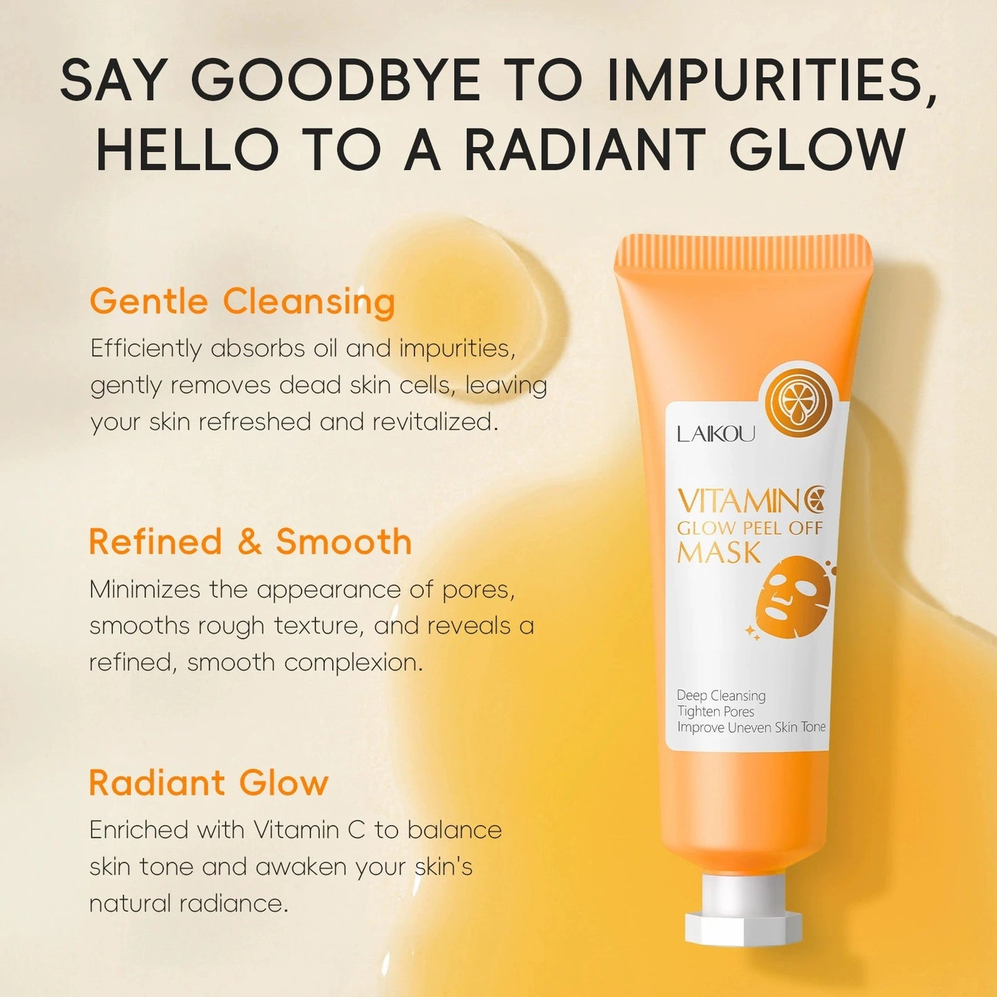 LAIKOU Vitamin C Peel Mask – Whitening, Blackhead & Anti-Aging