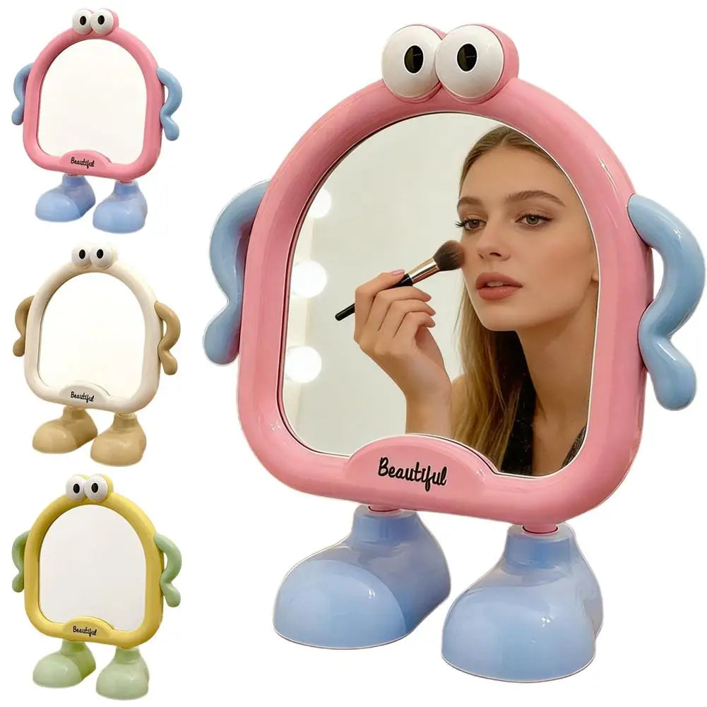 Cute Cartoon Desktop Makeup Mirror – Foldable Compact Vanity
