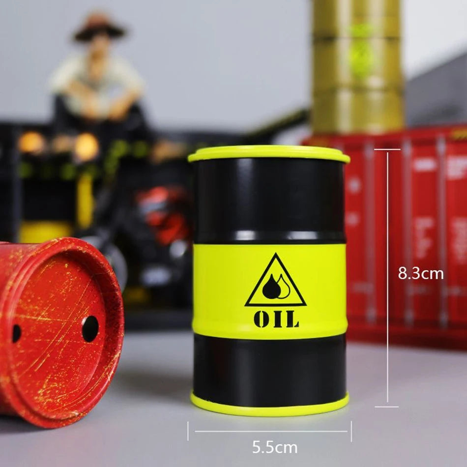 Iron Mini Oil Drum Model Chemistry Car Storage Box Desktop Decoration
