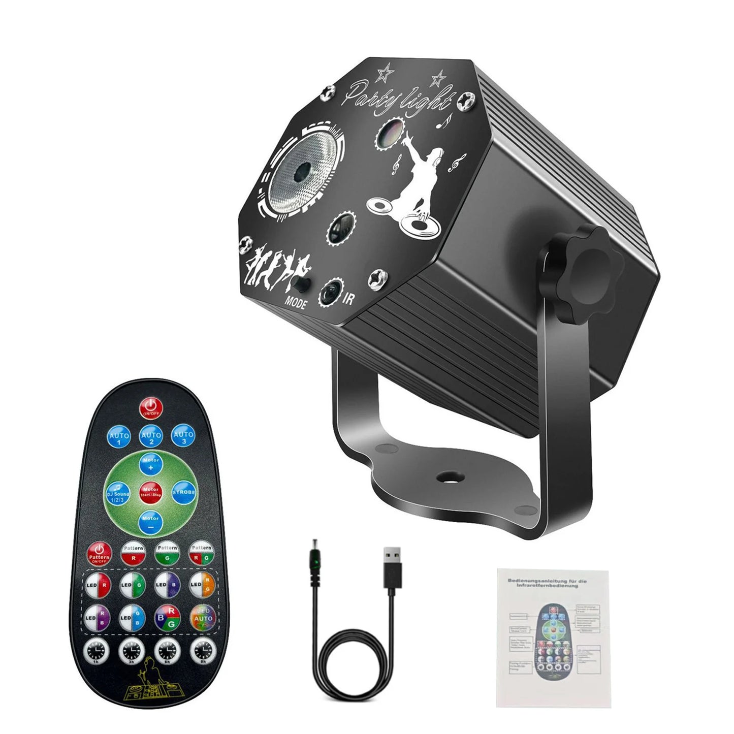 Disco Light with 72 Patterns, Portable LED RGB Party Light, Auto/Sound/Remote Control, 1/3/6/8H Timer, Pattern Projection Light Peaceful Pleasures Health and Wellness