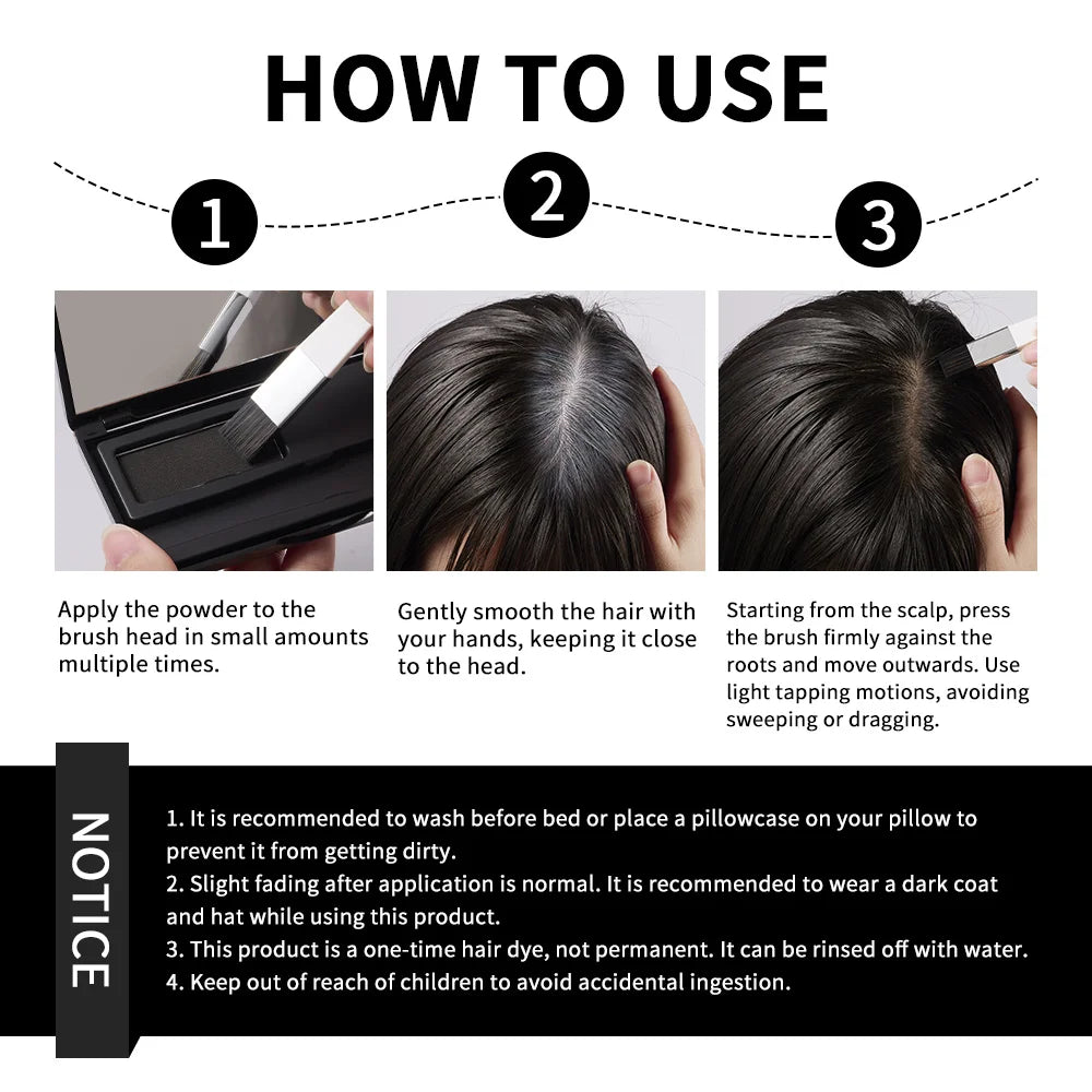 2in1 Hair Dye Palette with Brush Black Brown Coffee Long Lasting Temporary Hair Coloring Covered White Hairs Hairline Waterproof Peaceful Pleasures Health and Wellness