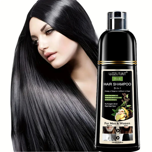200ml 3 In 1 Natural Herbal Hair Dye Shampoo Black Dark Brown Cover Gray Deep Nourishing Fast Hair Coloring Cream for Women Men Peaceful Pleasures Health and Wellness
