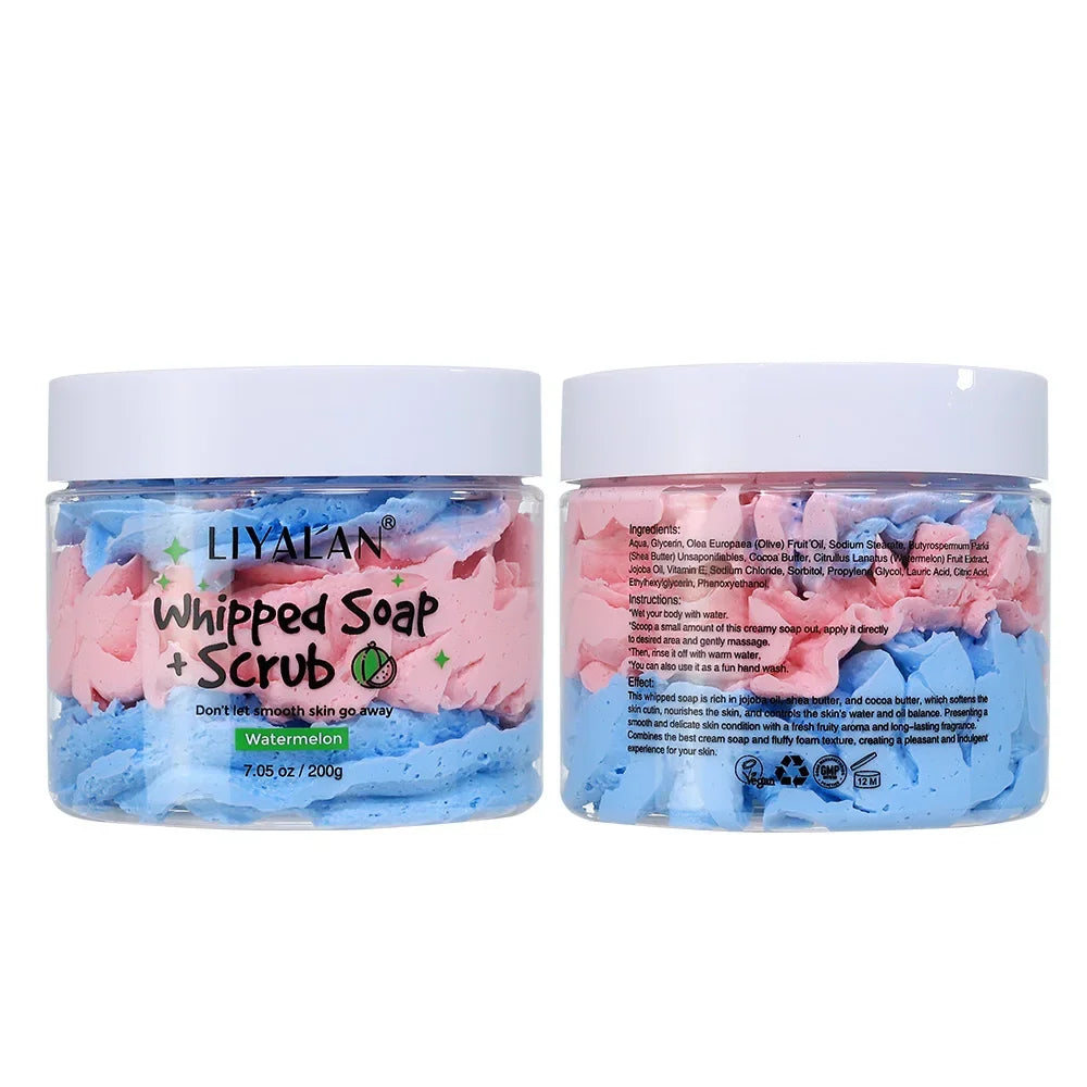 Vegan Whipped Soap & Scrub – Exfoliating Body Wash in Fruity Scents Peaceful Pleasures Health and Wellness Watermelon 200g Fruity|China Mainland