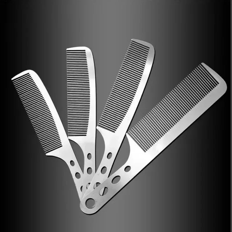 1PC Titanium Steel Comb Professional Salon Hair Hairdressing Anti-static Barbers Comb Ultra Thin Hair Brush for Men Peaceful Pleasures Health and Wellness