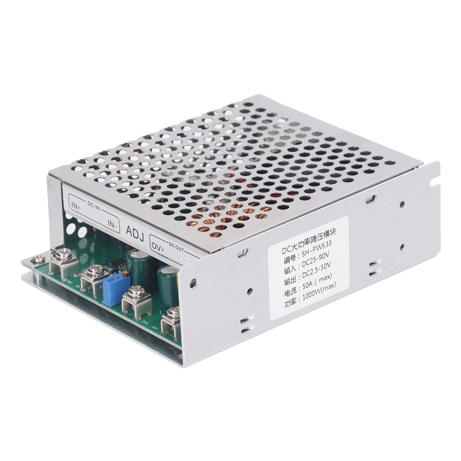 Module to Module 50A 1000W DC25‑90V Input DC2.5‑50V Output Adjustable Converter Module with Cooling Fan Peaceful Pleasures Health and Wellness Gray