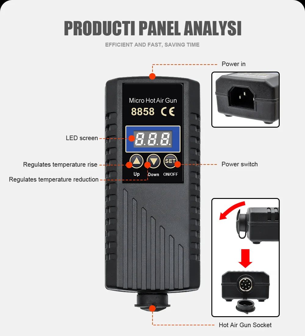 JCD 8858 750W Hot Air Rework Station – LCD Digital Heat Gun