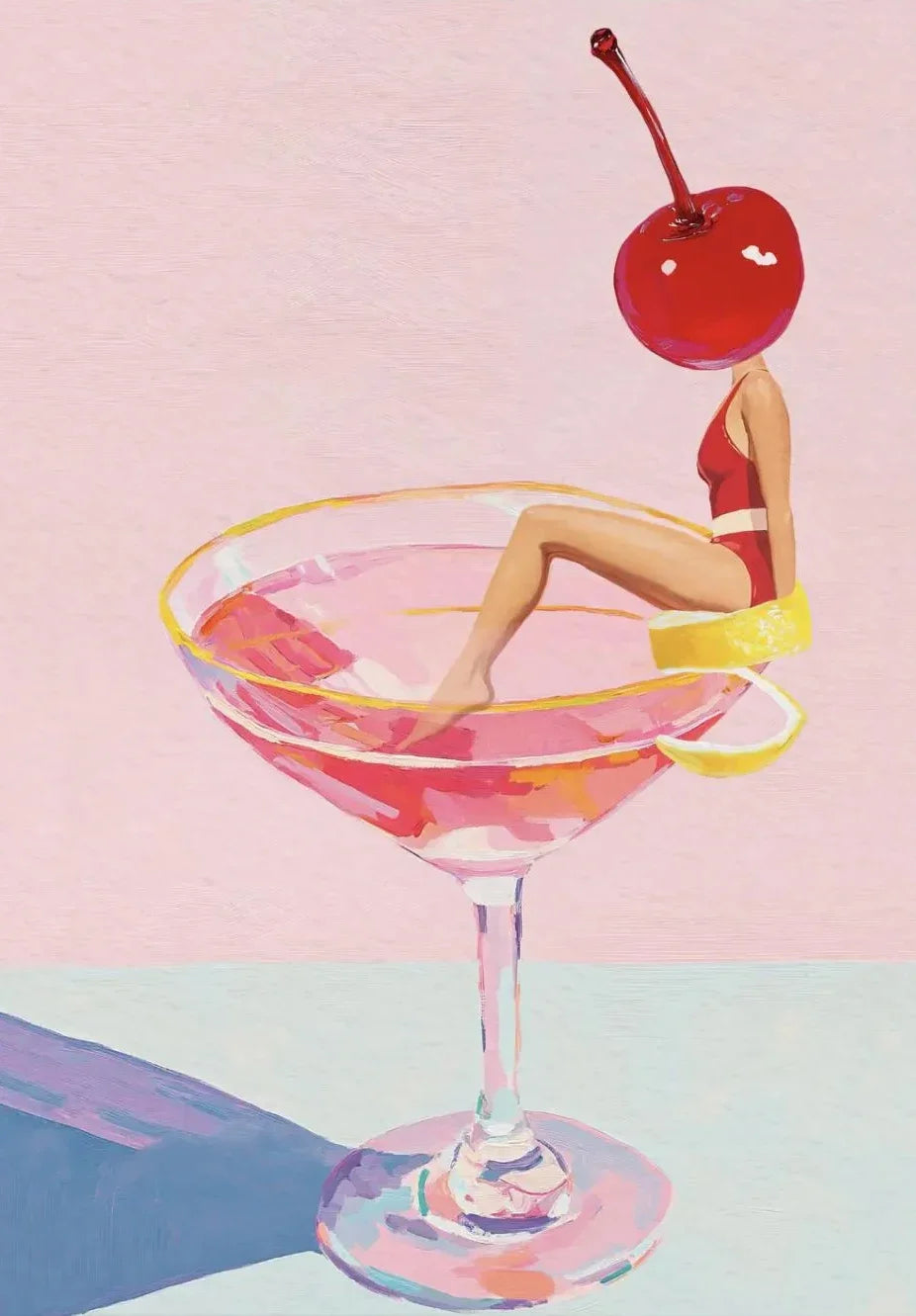 Cocktail Girl Canvas Wall Art | Fun Bar Kitchen Poster Print