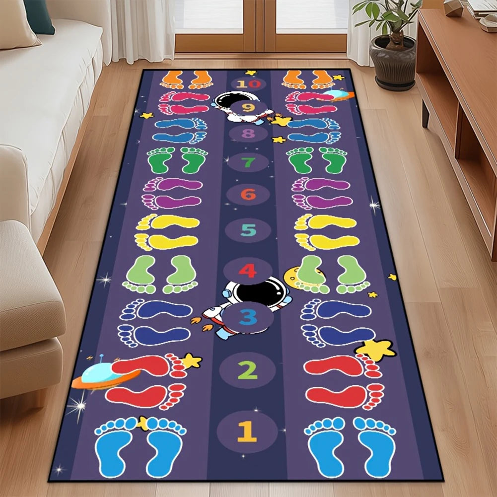 Indoor Jumping Game Mat,Hop Count Hop-Scotch Rug Boosts Motor Skills And Cognitive Growth Kindergarten Classroom Activity Peaceful Pleasures Health and Wellness