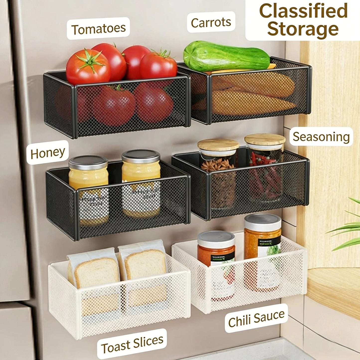 Magnetic Spice Rack Organizer – Hanging Refrigerator Shelf