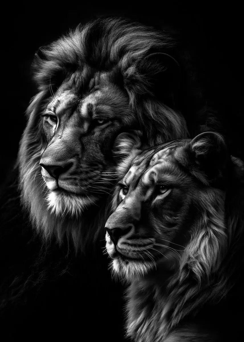 Black and White Animals Lions Family Elephant Giraffe Zebra Wall Poster Prints Canvas Painting Pictures for Kids Room Decor Peaceful Pleasures Health and Wellness