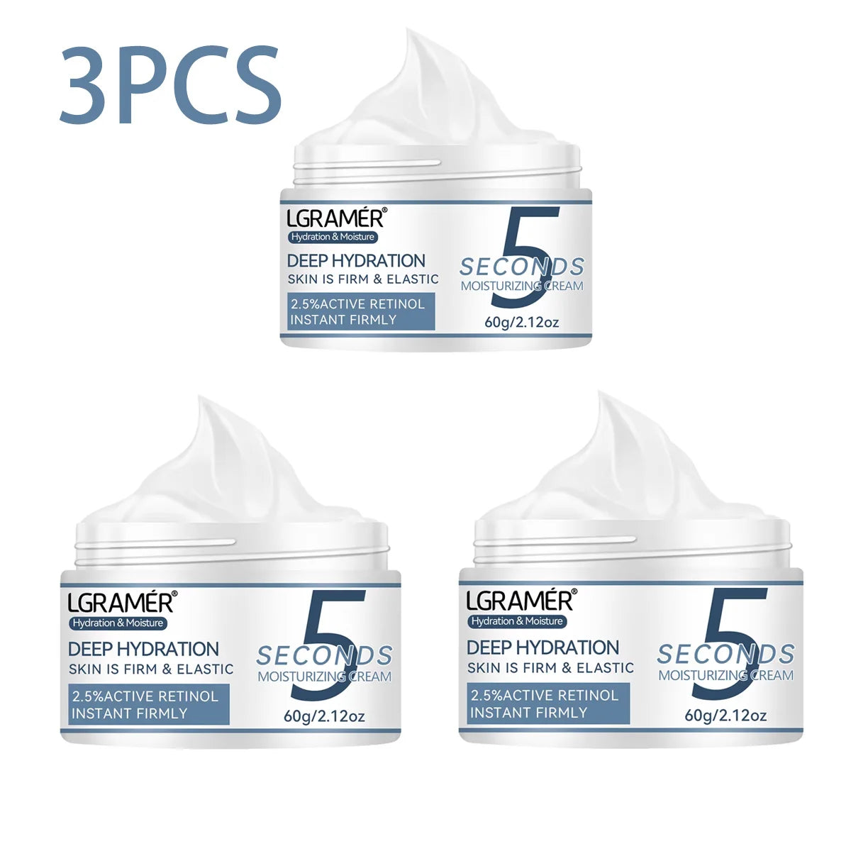 5 Seconds Active Retinol Smooth Wrinkles Cream Improve Damaged Skin Firming Face Fine Skin Moisturizing Care Lifting Cream Peaceful Pleasures Health and Wellness 60g-3pcs