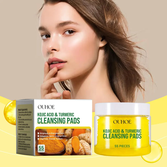 Turmeric Kojic Acid Exfoliating Facial Pads – 55pc Glow Set Facial Cleansing Pads Oasis Select