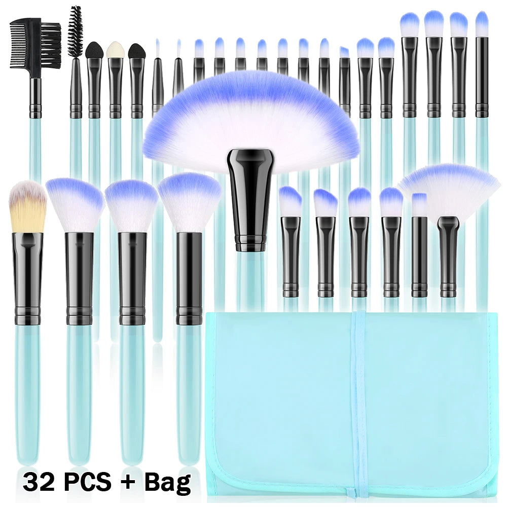 RUNTOIN 32-Piece Makeup Brush Set – Soft Fluffy Professional Kit