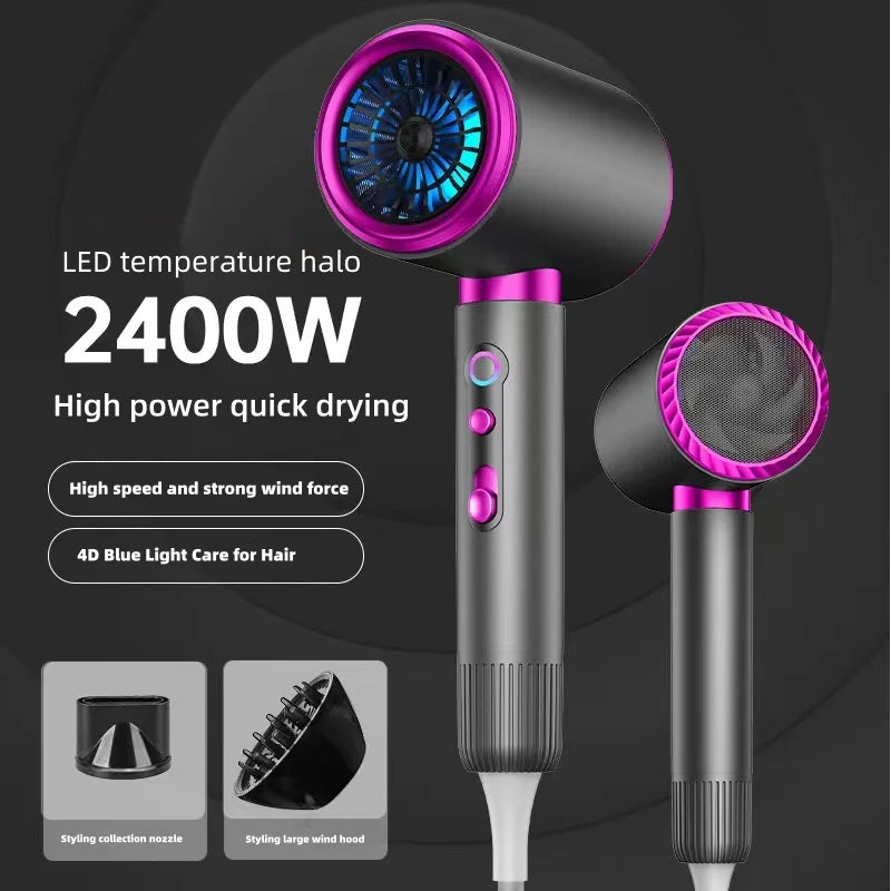 Hot Selling High-Speed Hair Dryer 2400W High-Power Silent Constant Temperature Hair Care Home Hair Salon Hammer Hair Dryer Peaceful Pleasures Health and Wellness Gray gift two UK
