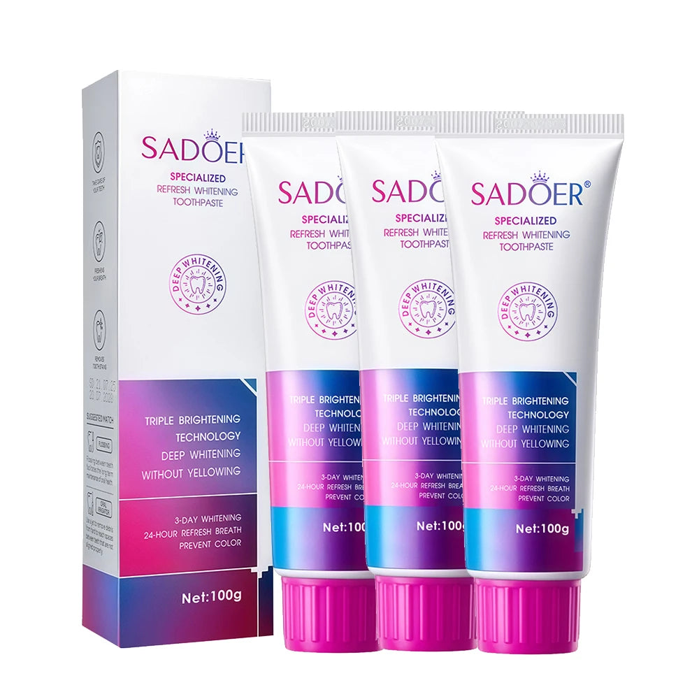 Teeth Whitening Toothpaste Effectively Removes Tea, Coffee, and Wine Stains Fresh Breath Toothpaste for Sensitive Teeth 3 Pack Peaceful Pleasures Health and Wellness 3Pcs 1