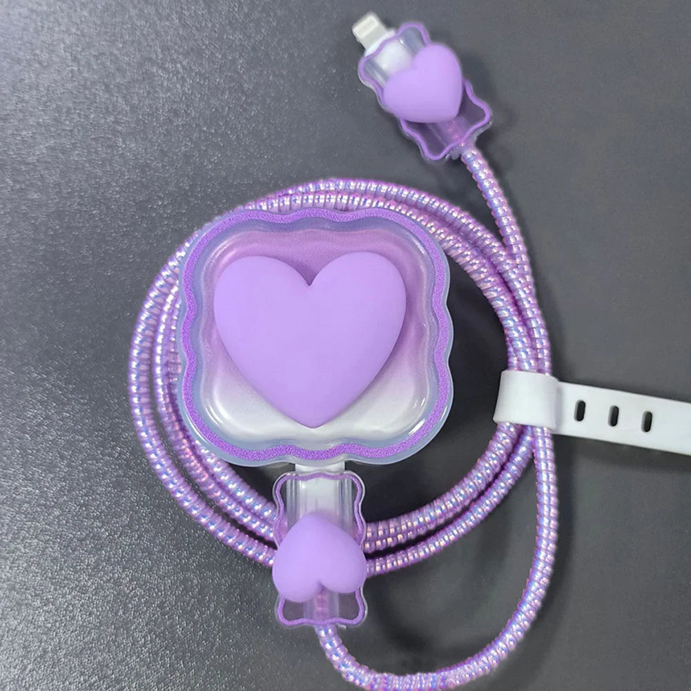 4-in-1 Love Heart iPhone Charger Cable Protector Cover Set