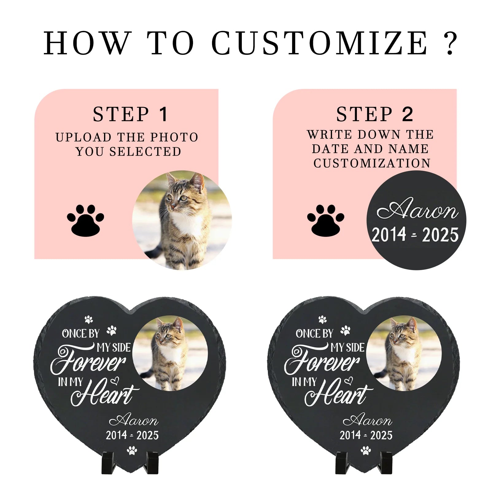 Personalized Pet Memorial Stone,Custom Cat Grave Marke Plaque With Photo&Name,Garden Slate Tombstone Pet Loss Remembrance Gift Peaceful Pleasures Health and Wellness