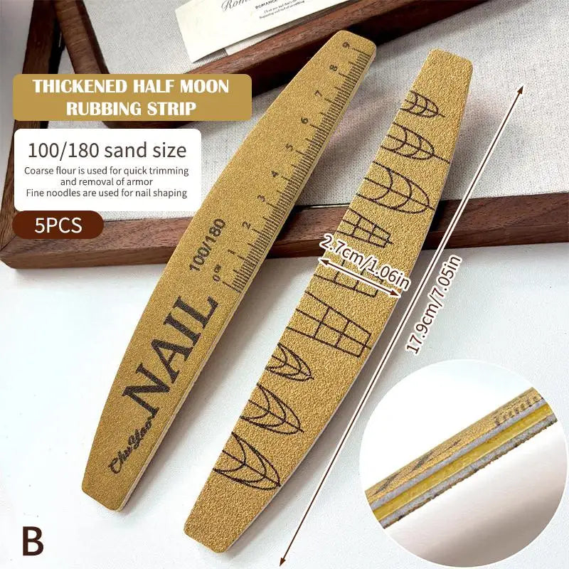 5 Pcs Double-Sided Nail File Set With Scale 100/180 180/240 Grit Washable Ruler Sanding Nail File Durable Nail Sanding Tools Peaceful Pleasures Health and Wellness B