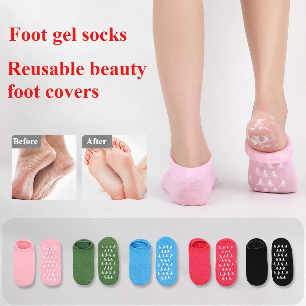 Silicone Moisturizing Foot Socks for Dry Cracked Heels & Massage