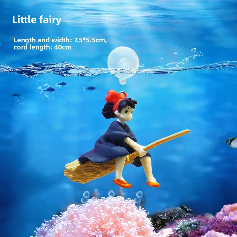 Creative Aquarium Floating Ornaments Diver&Girl Mini Decor Floating Fish Tank Turtle Cylinder Suspended Ornament Accessories Peaceful Pleasures Health and Wellness girl